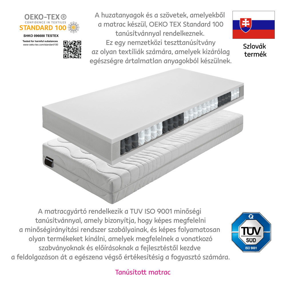 Matrac, rugós, 80x200, BE TEXEL ALERGIK NEW