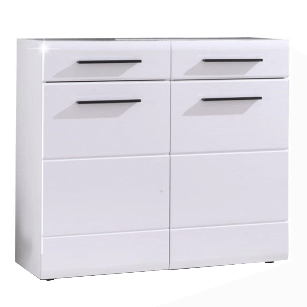 Předsíňový botník, bílá/bílá extra vysoký lesk, DERBY P1, poškozené zboží