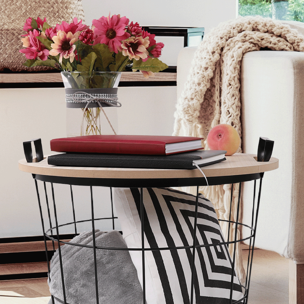 Kisasztal, természetes minta/fekete, NANDO Kisasztal, természetes minta/fekete, NANDO