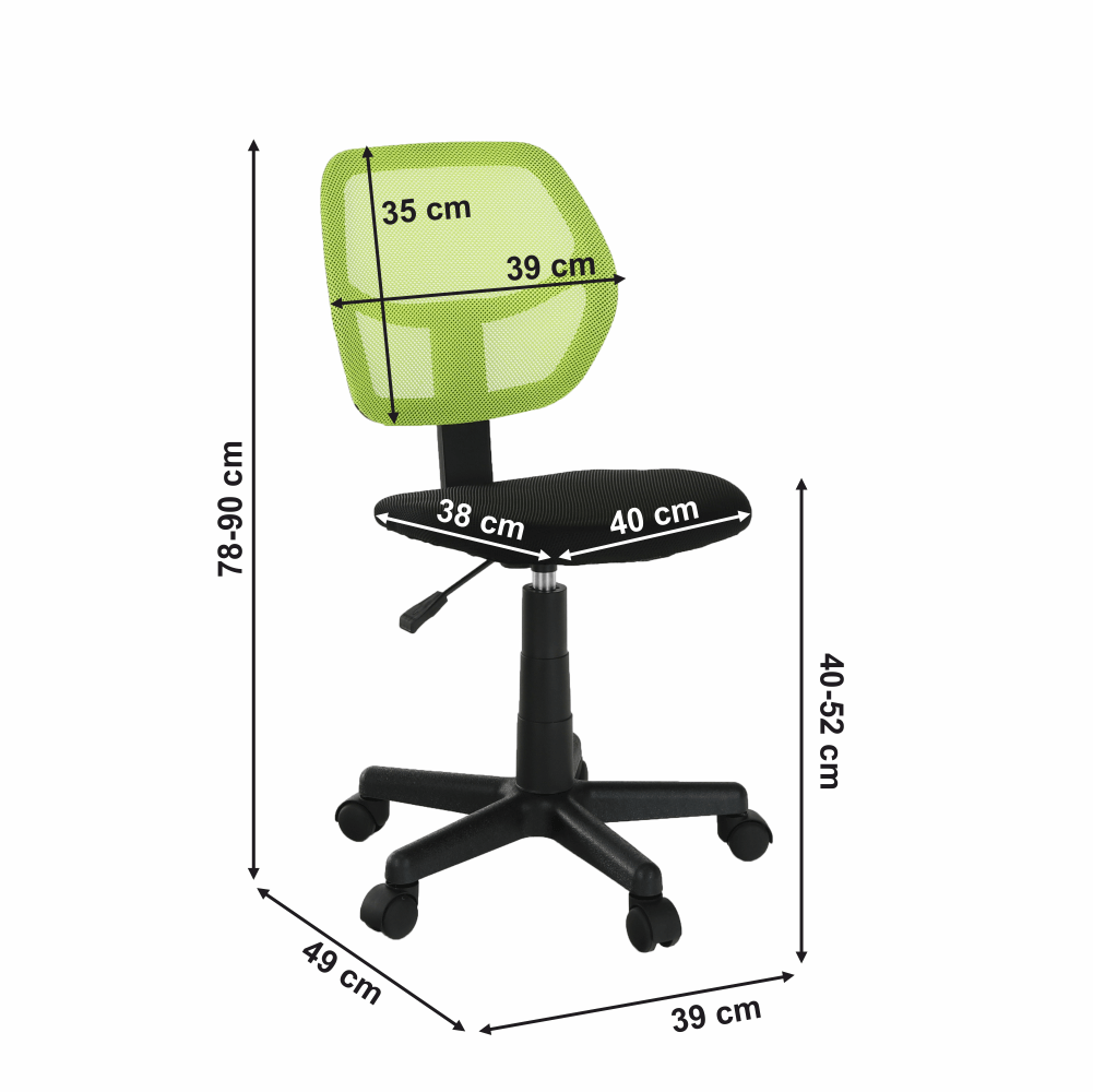Otočná židle, zelená / černá, MESH