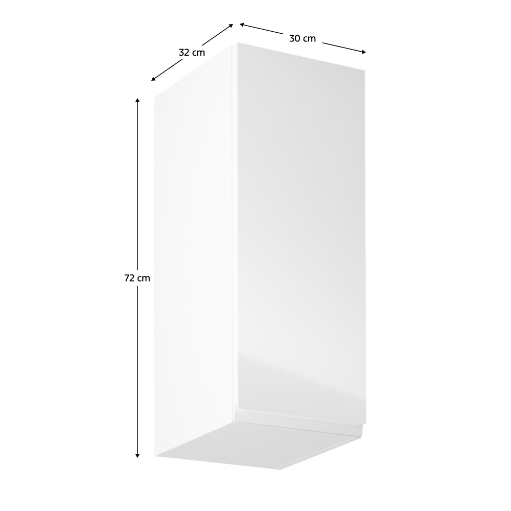 Felsőszekrény, fehér/fehér extra magasfényű, jobbos, AURORA G30 Felsőszekrény, fehér/fehér extra magasfényű, jobbos, AURORA G30