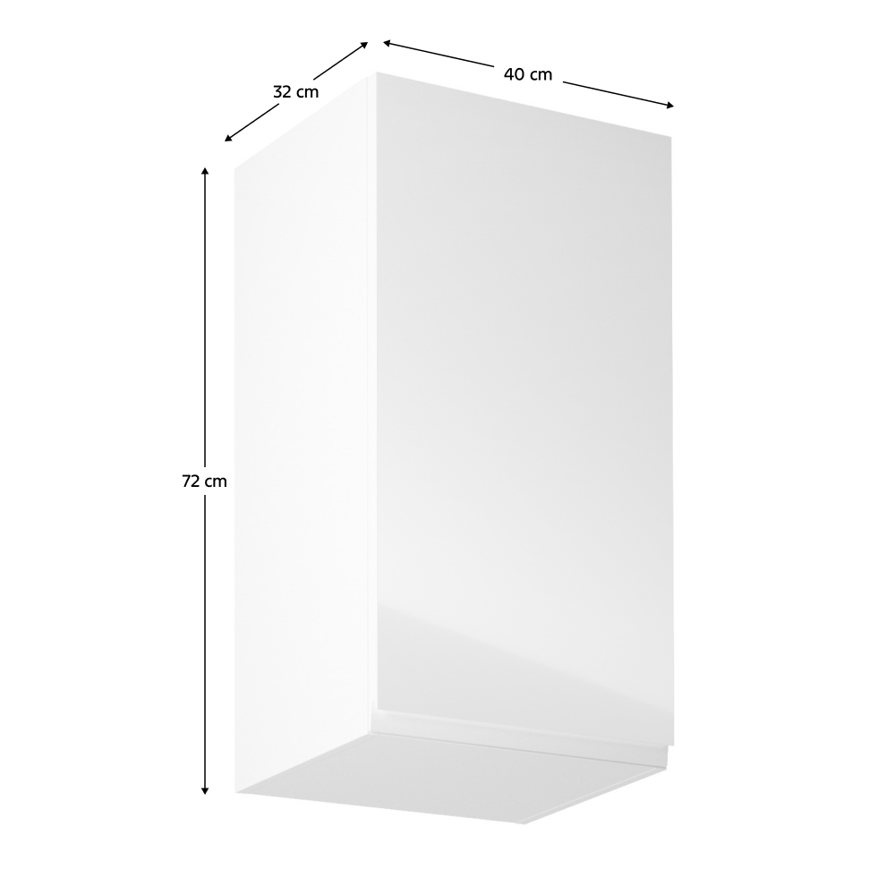 Felsőszekrény, fehér/fehér extra magasfényű, jobbos, AURORA G40 Felsőszekrény, fehér/fehér extra magasfényű, jobbos, AURORA G40