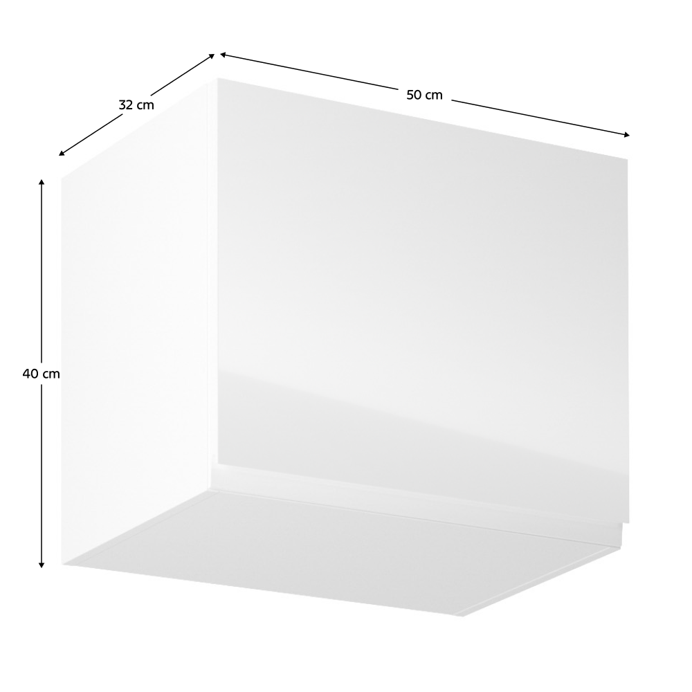 Felsőszekrény, fehér/fehér extra magasfényű, AURORA G50K