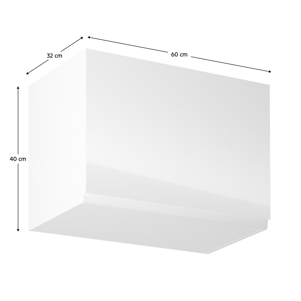 Felsőszekrény, fehér/fehér extra magasfényű, AURORA G60K
