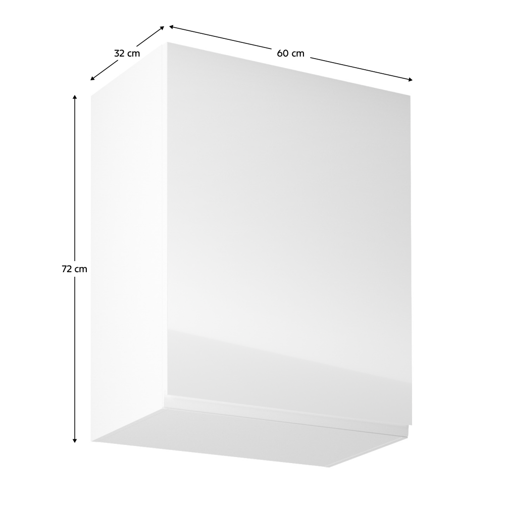 Felsőszekrény, fehér/fehér extra magasfényű, jobbos, AURORA G601F