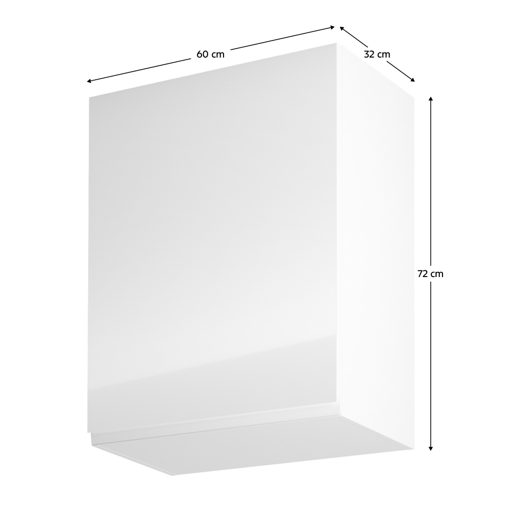 Felsőszekrény, fehér/fehér extra magasfényű, balos, AURORA G601F