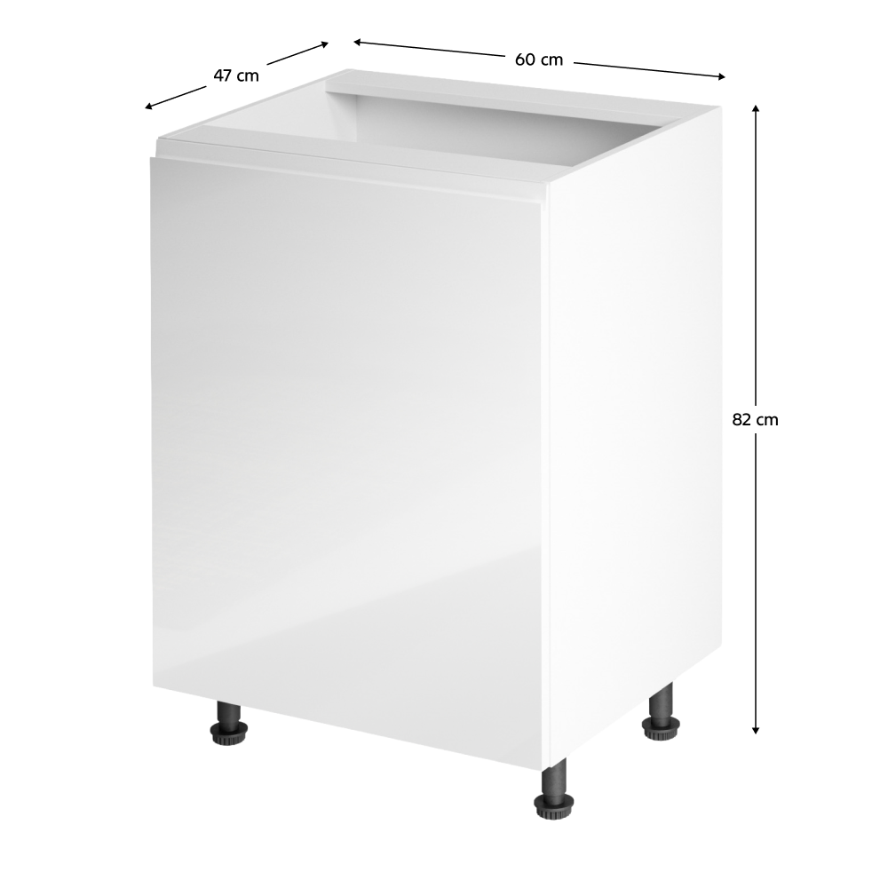 Alsószekrény, fehér/fehér extra magasfényű, balos, AURORA D601F Alsószekrény, fehér/fehér extra magasfényű, balos, AURORA D601F