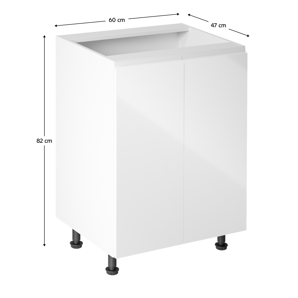 Alsószekrény, fehér/fehér extra magasfényű, AURORA D602F Alsószekrény, fehér/fehér extra magasfényű, AURORA D602F