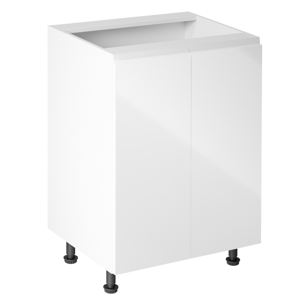 Alsószekrény, fehér/fehér extra magasfényű, AURORA D602F Alsószekrény, fehér/fehér extra magasfényű, AURORA D602F