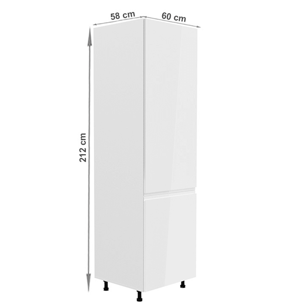 Potravinová skříňka, bílá / bílá extra vysoký lesk, pravá, AURORA D60R