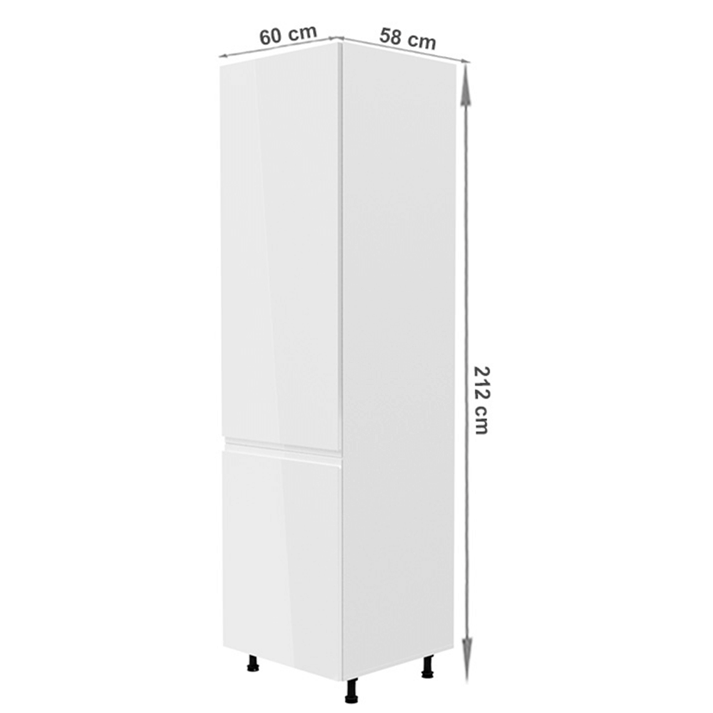 Potravinová skříňka, bílá / bílá extra vysoký lesk, levá, AURORA D60R