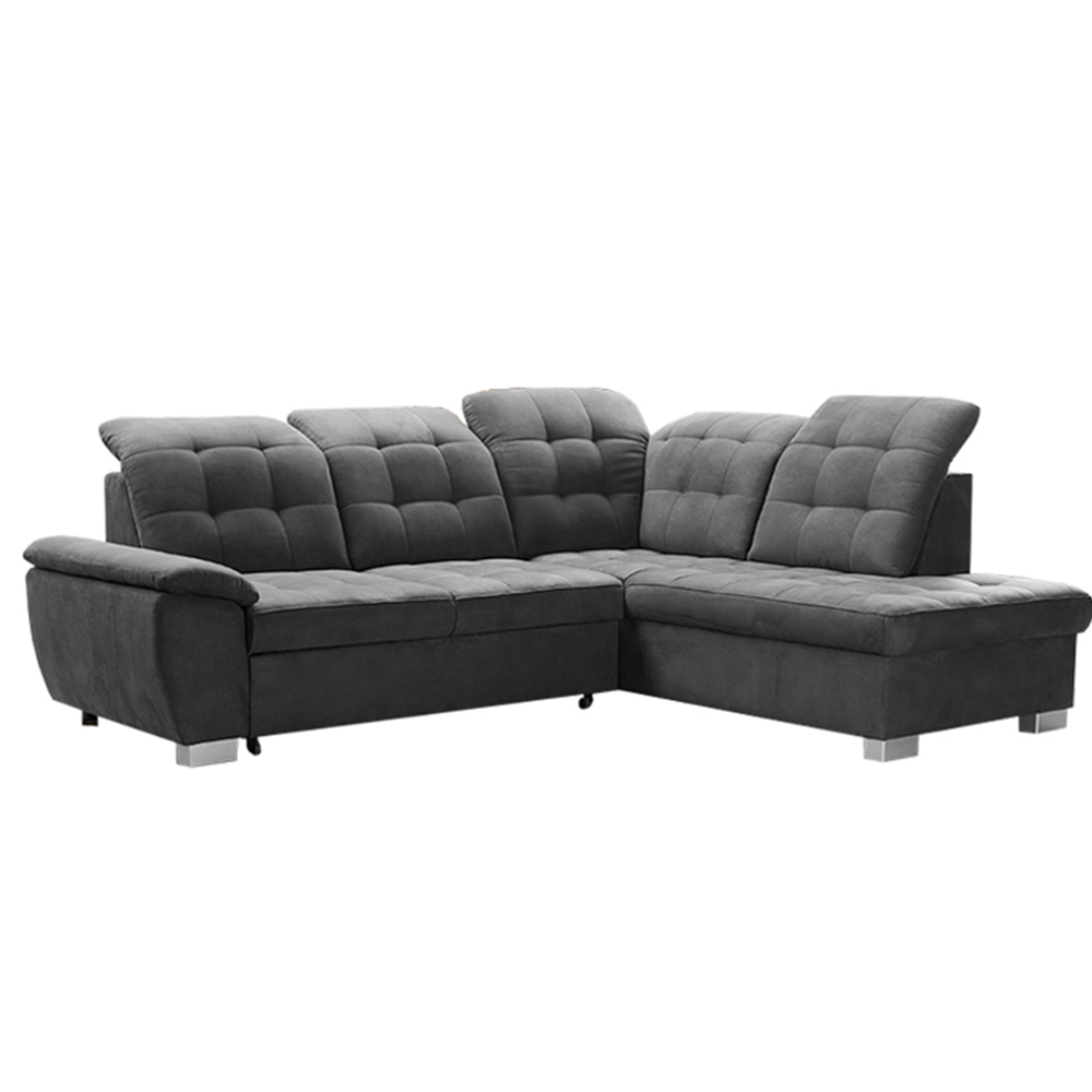 Sedací souprava, tmavě šedá látka, pravá, MELEK R2, rozbalené zboží