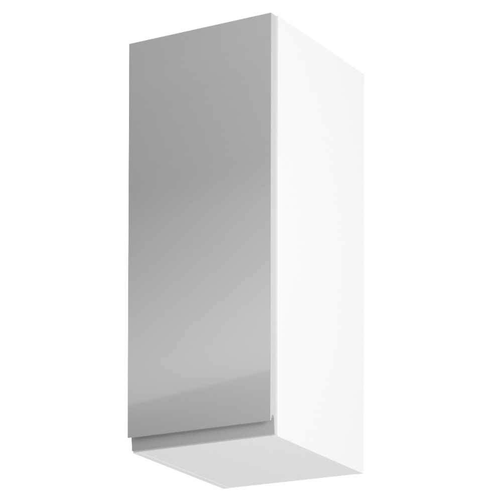 Horná skrinka, biela/sivý extra vysoký lesk, ľavá, AURORA G30