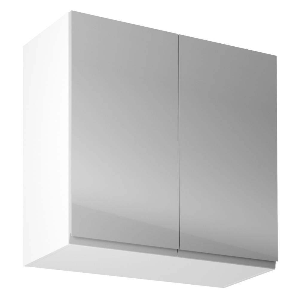 Horná skrinka, biela/sivý extra vysoký lesk, AURORA G80