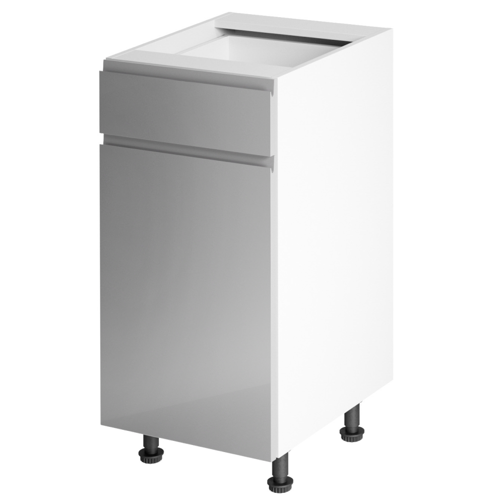 Spodní skříňka, bílá / šedá extra vysoký lesk, levá, AURORA D40S1