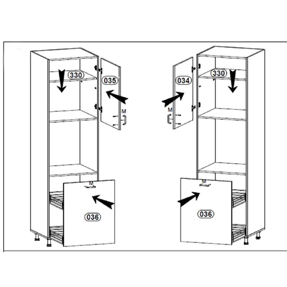 Hűtőgép szekrény, fehér/sosna északi, univerzális, ROYAL D60P
