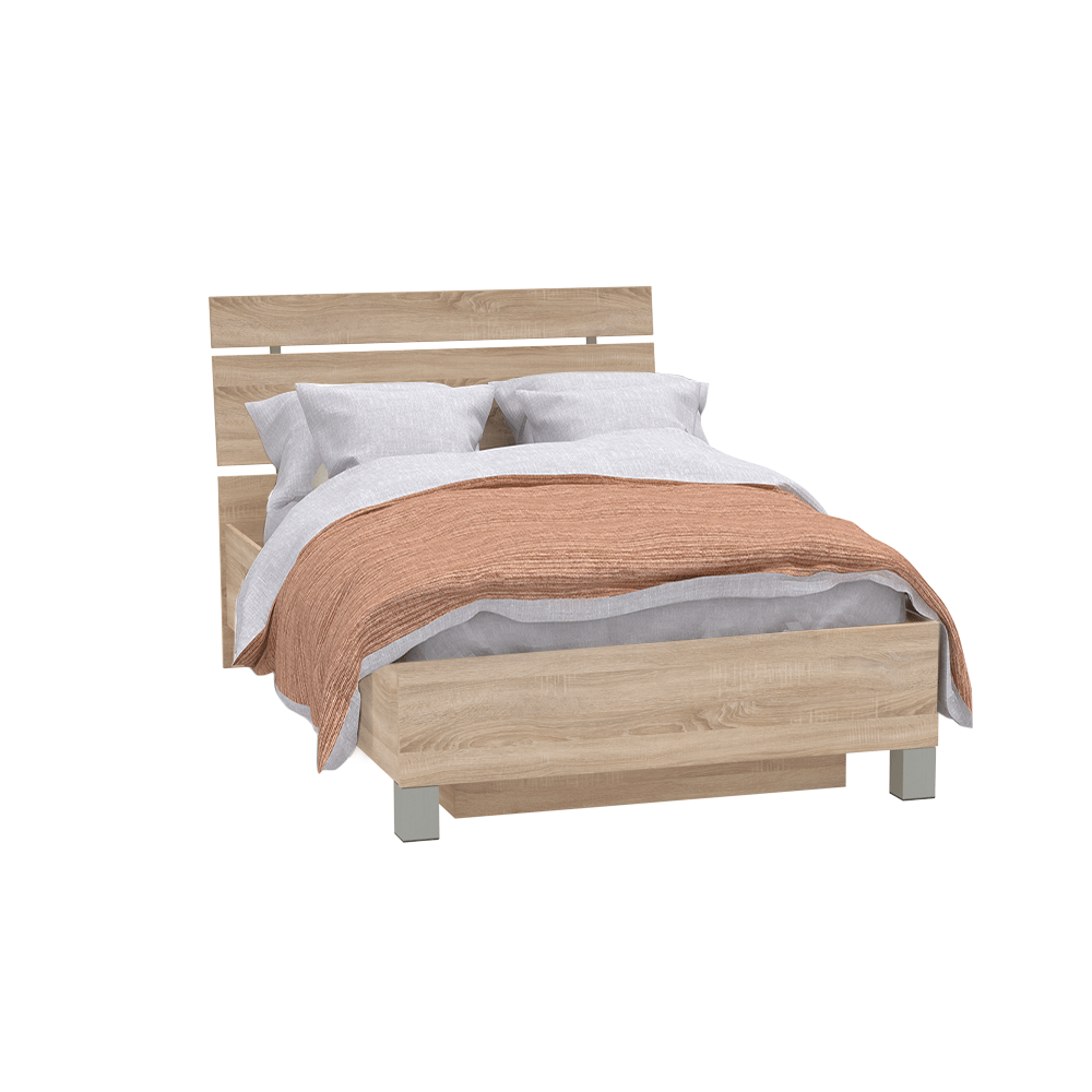 Ágy ágyneműtartóval, tölgy sonoma, 120x200, LUNA