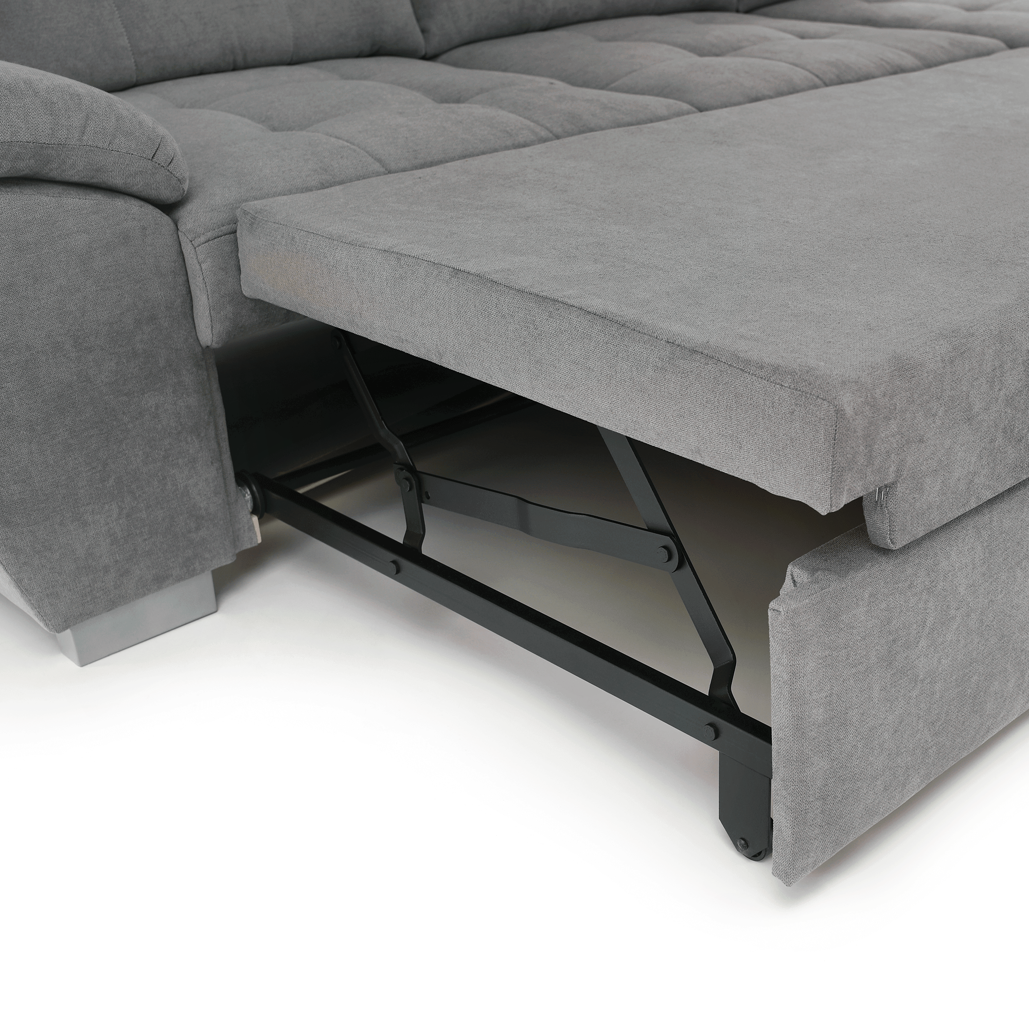 Ülőgarnitúra, szürke anyag, jobbos, EVANGELIN