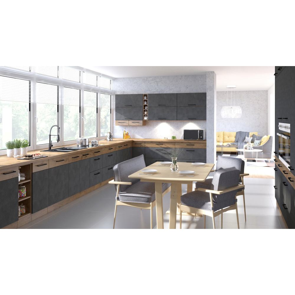 Alsószekrény, szürke matt/tölgy lancelot, VEGA 60 D GAZ BB Alsószekrény, szürke matt/tölgy lancelot, VEGA 60 D GAZ BB