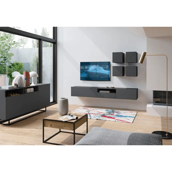 Komoda, grafit/čierna, SPRING EK180