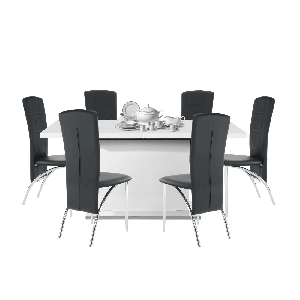 étkezőasztal , fehér színű HG, 160-200x90 cm, KORINTOS