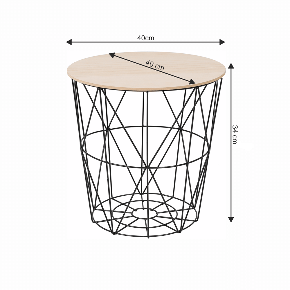 Příruční stolek, přírodní/černá, NANCER TYP 2