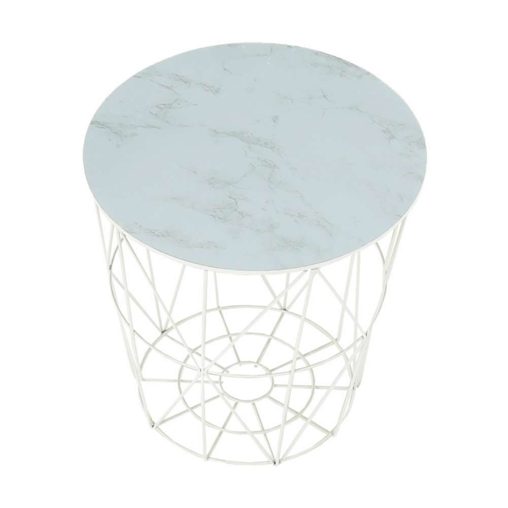 Příruční stolek, mramor/bílá, ENPLO