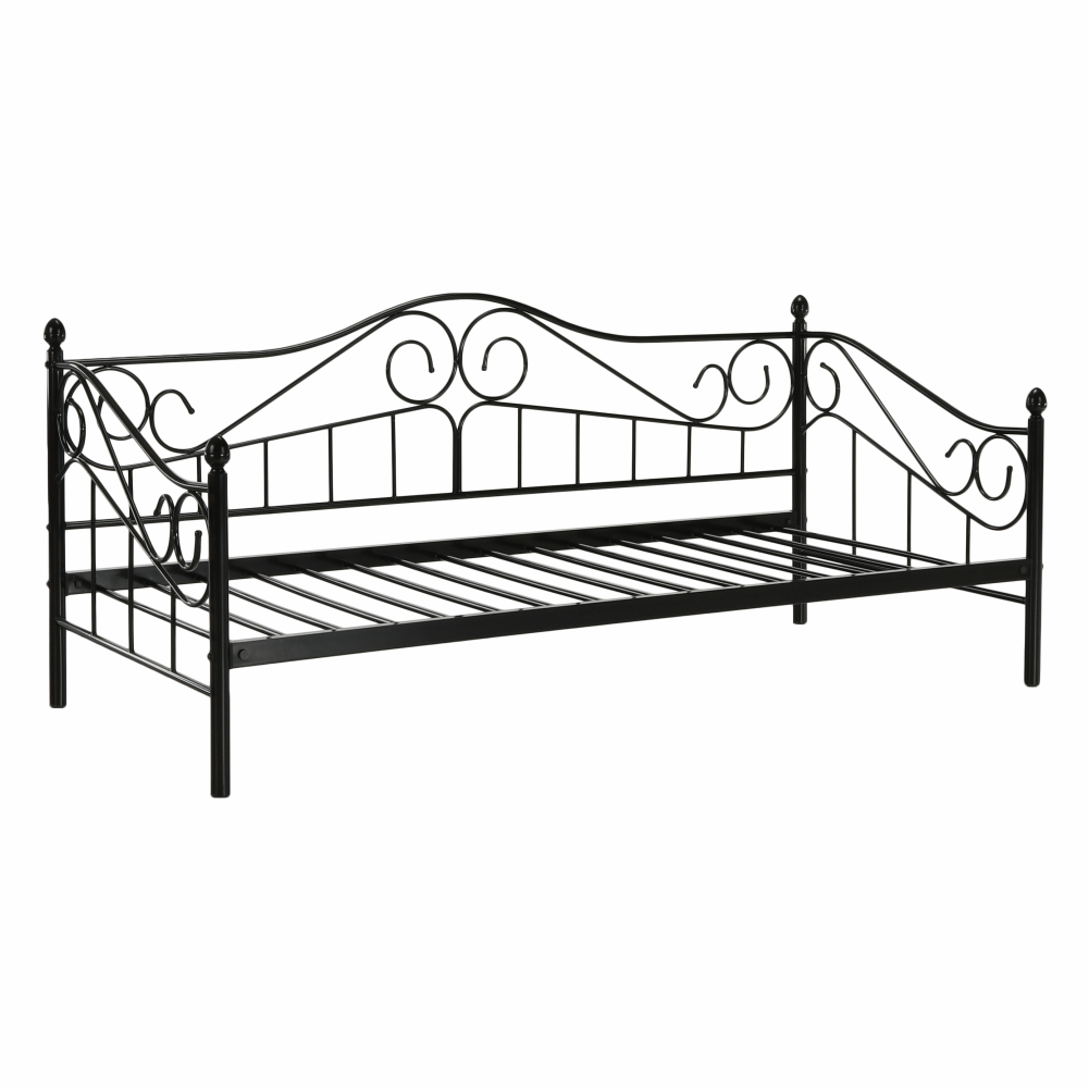 Kovová postel, černá, 90x200, DAINA