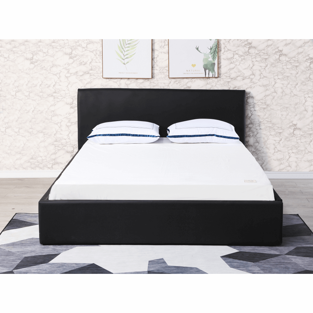 Dupla ágy rakodótérrel, fekete, 160x200, KERALA