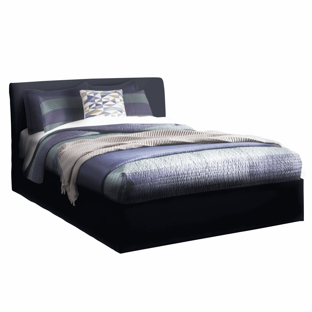 Dupla ágy rakodótérrel, fekete, 160x200, KERALA
