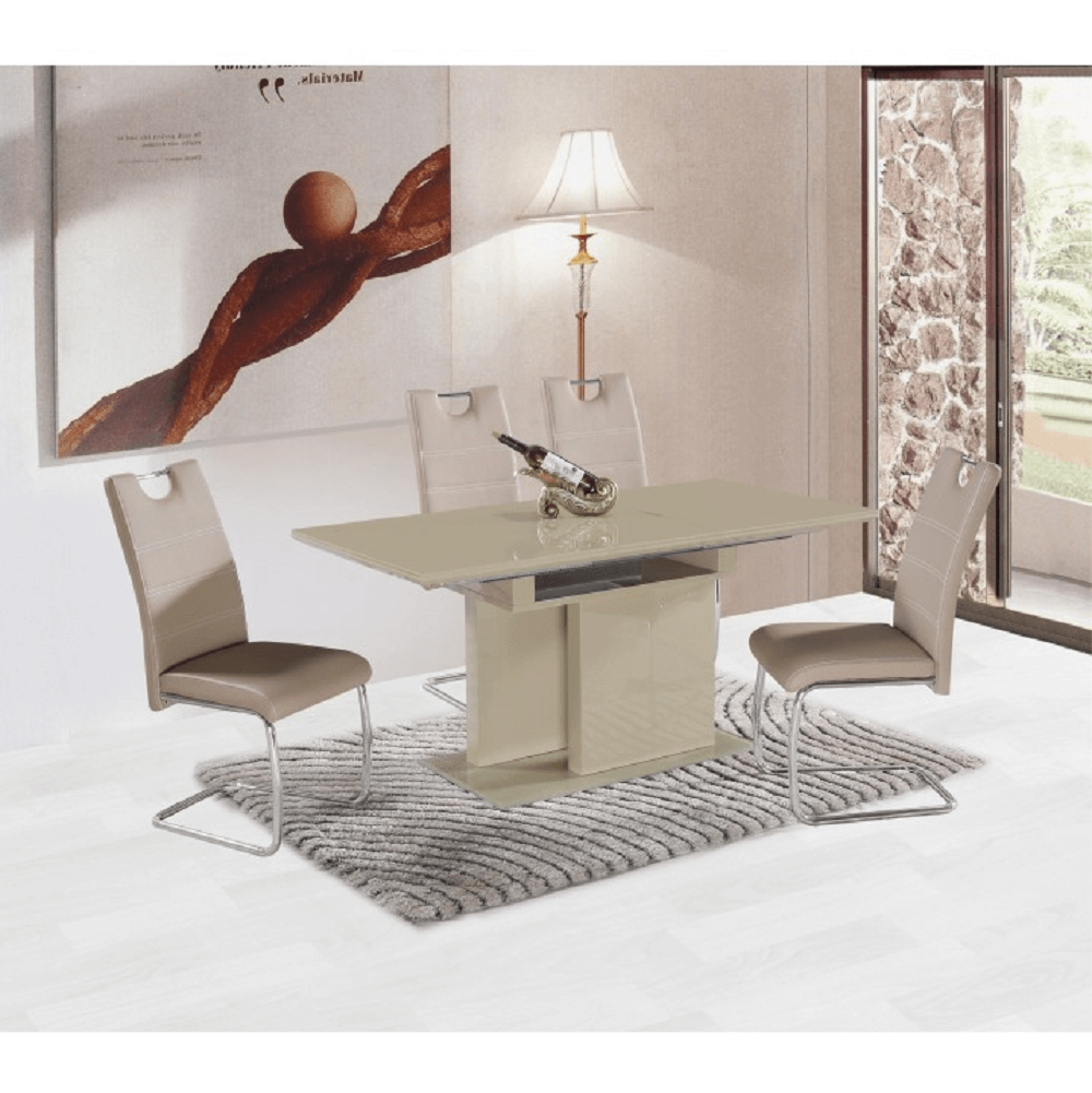 Jídelní rozkládací stůl, capuccino extra vysoký lesk, 120-160x80 cm, Virat