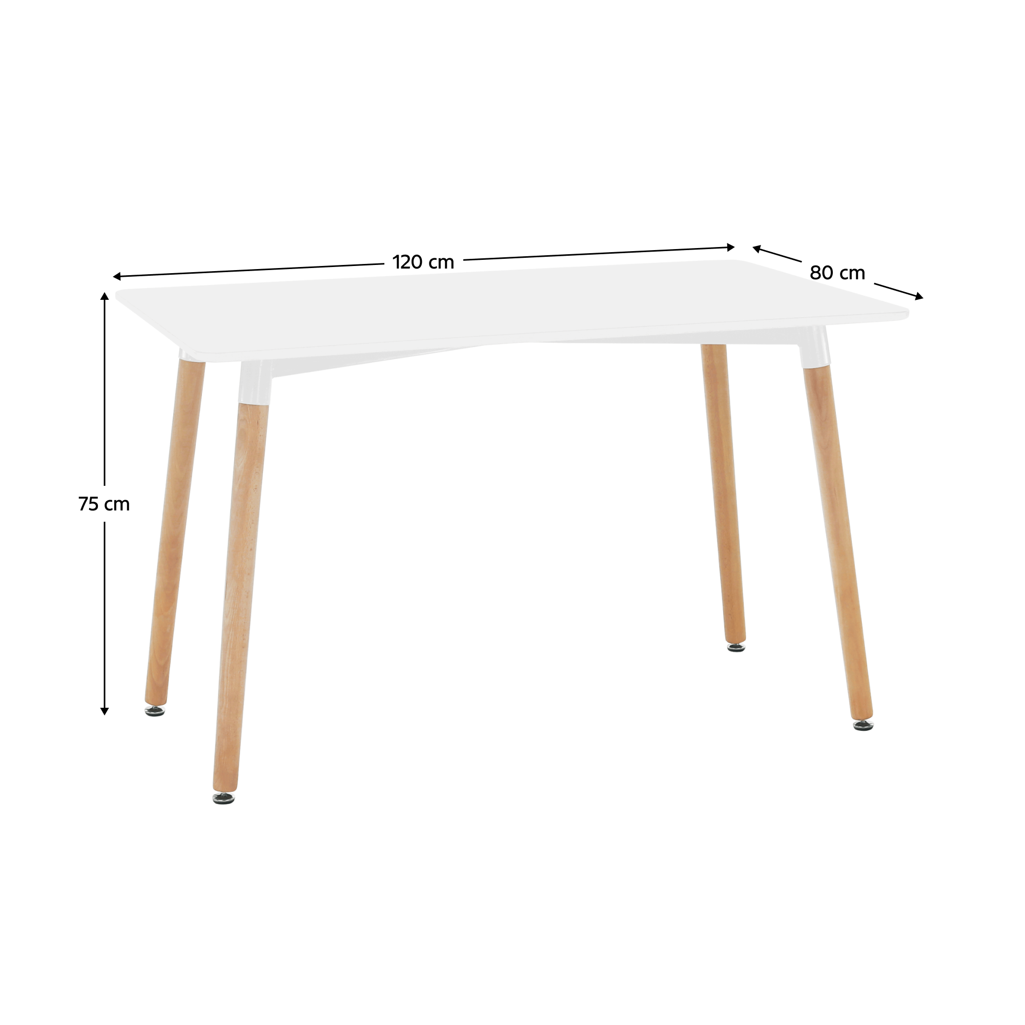 Jídelní stůl, bílá/buk, 120x80 cm, DIDIER 4 NEW