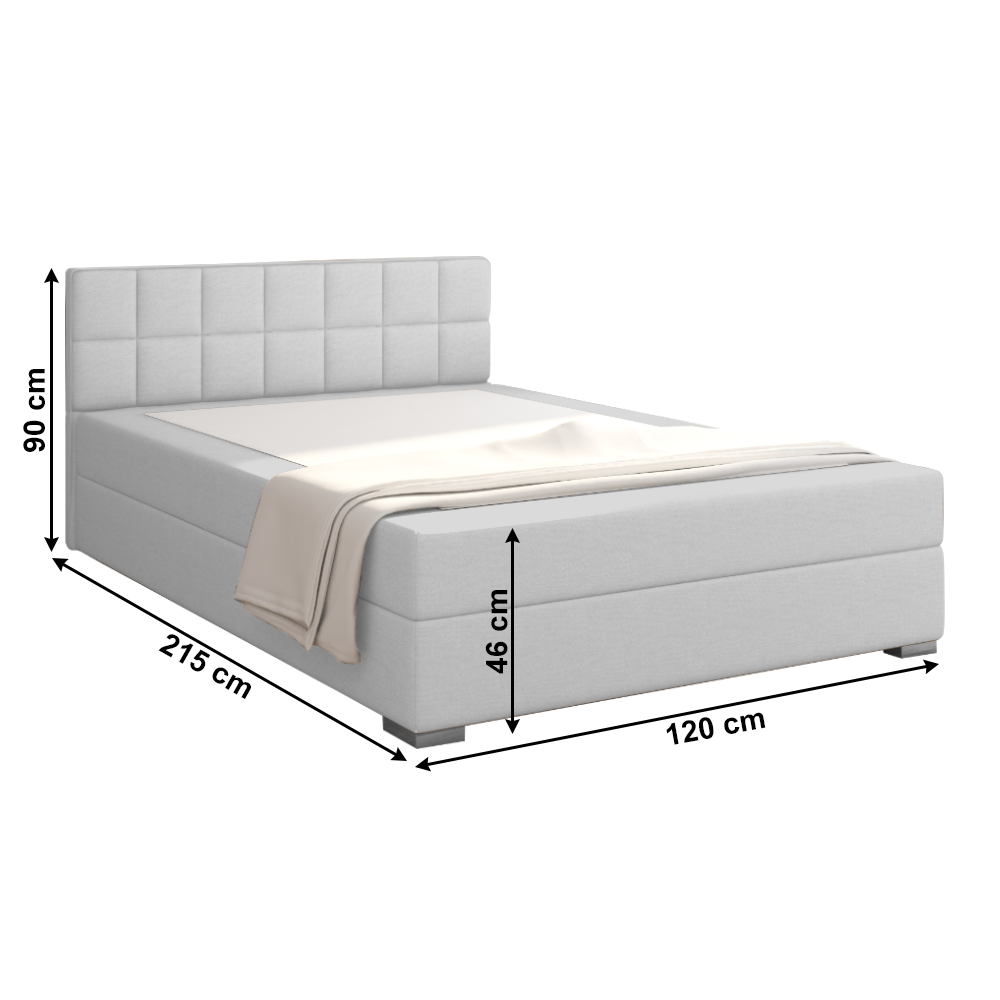 Boxspring típusú ágy 120x200, világosszürke, FERATA KOMFORT