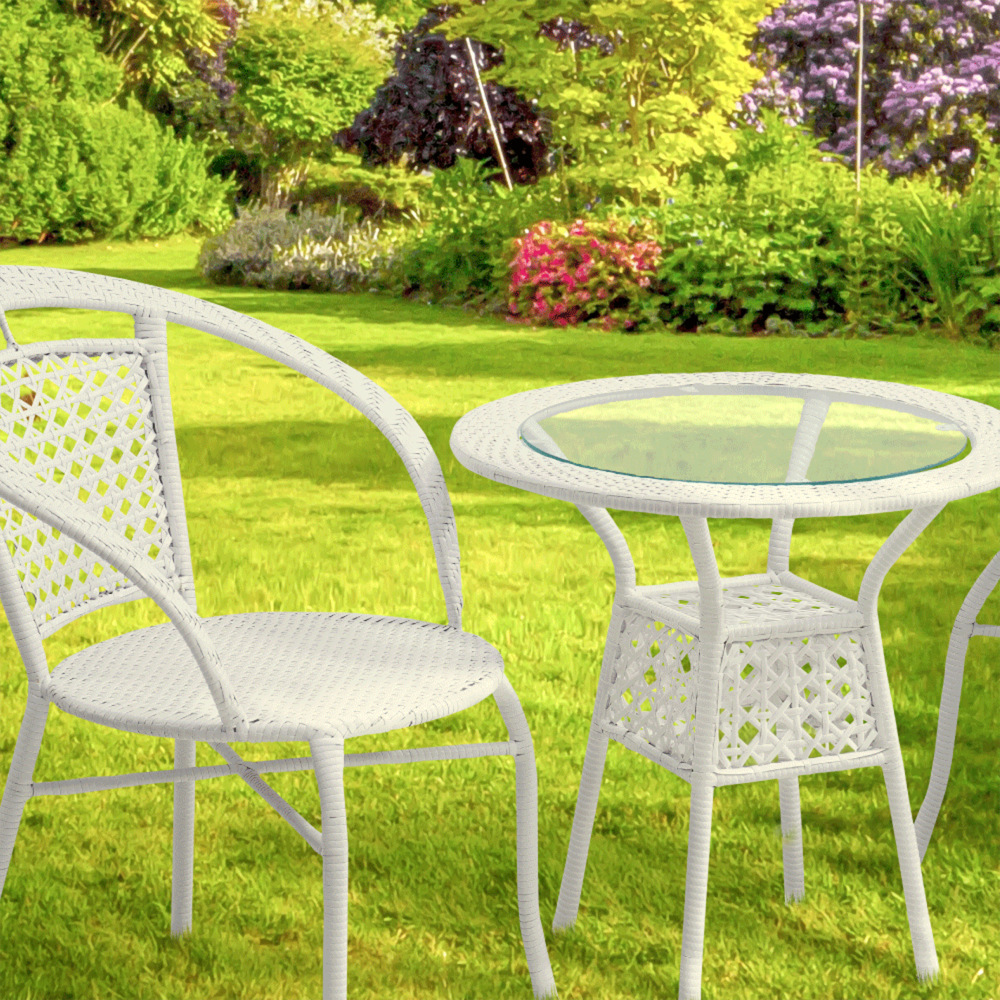 Kerti rattan szett 1+2, fehér, JENAR