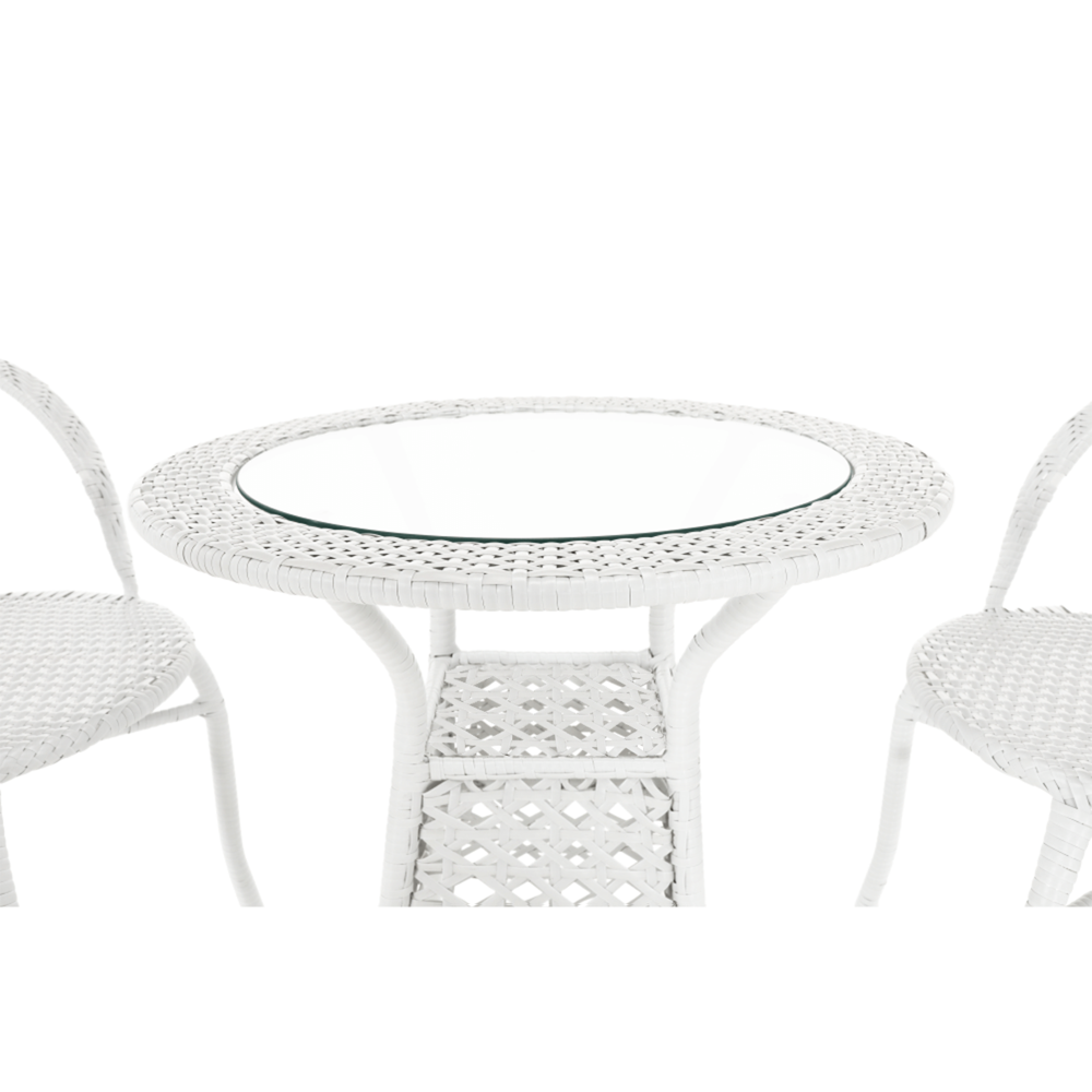 Kerti rattan szett 1+2, fehér, JENAR