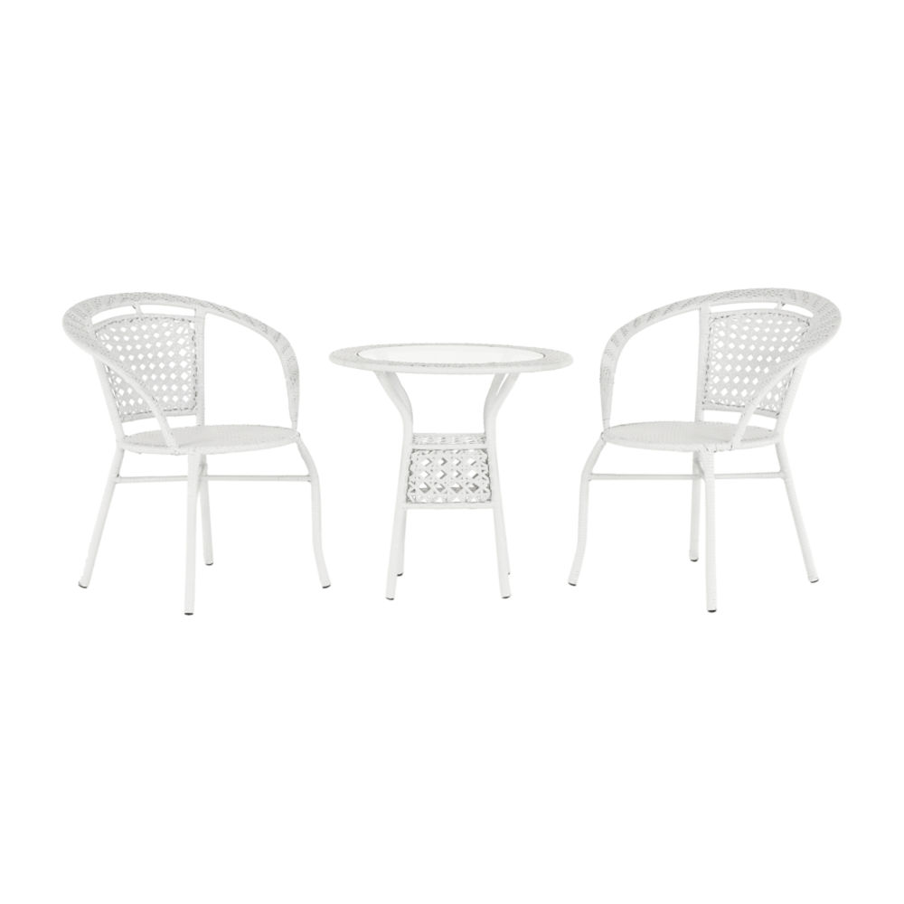 Kerti rattan szett 1+2, fehér, JENAR