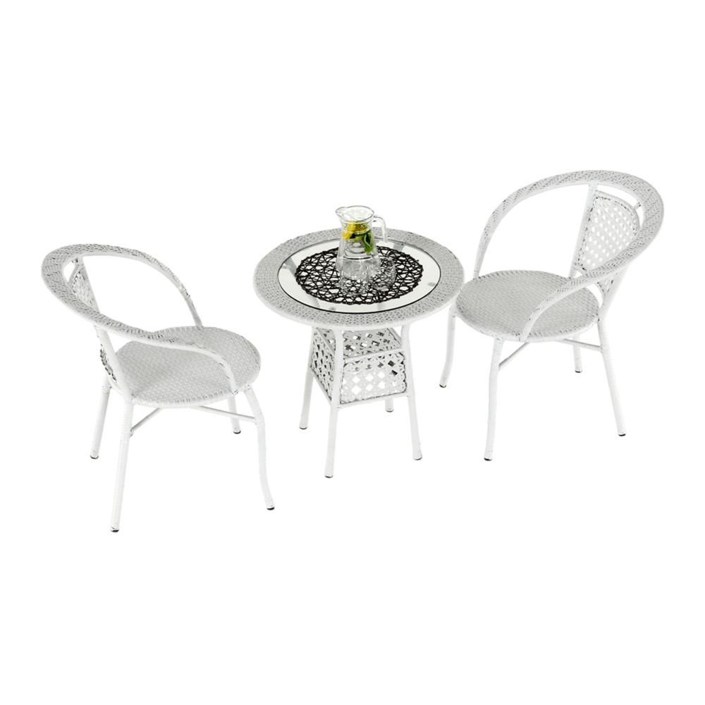 Kerti rattan szett 1+2, fehér, JENAR