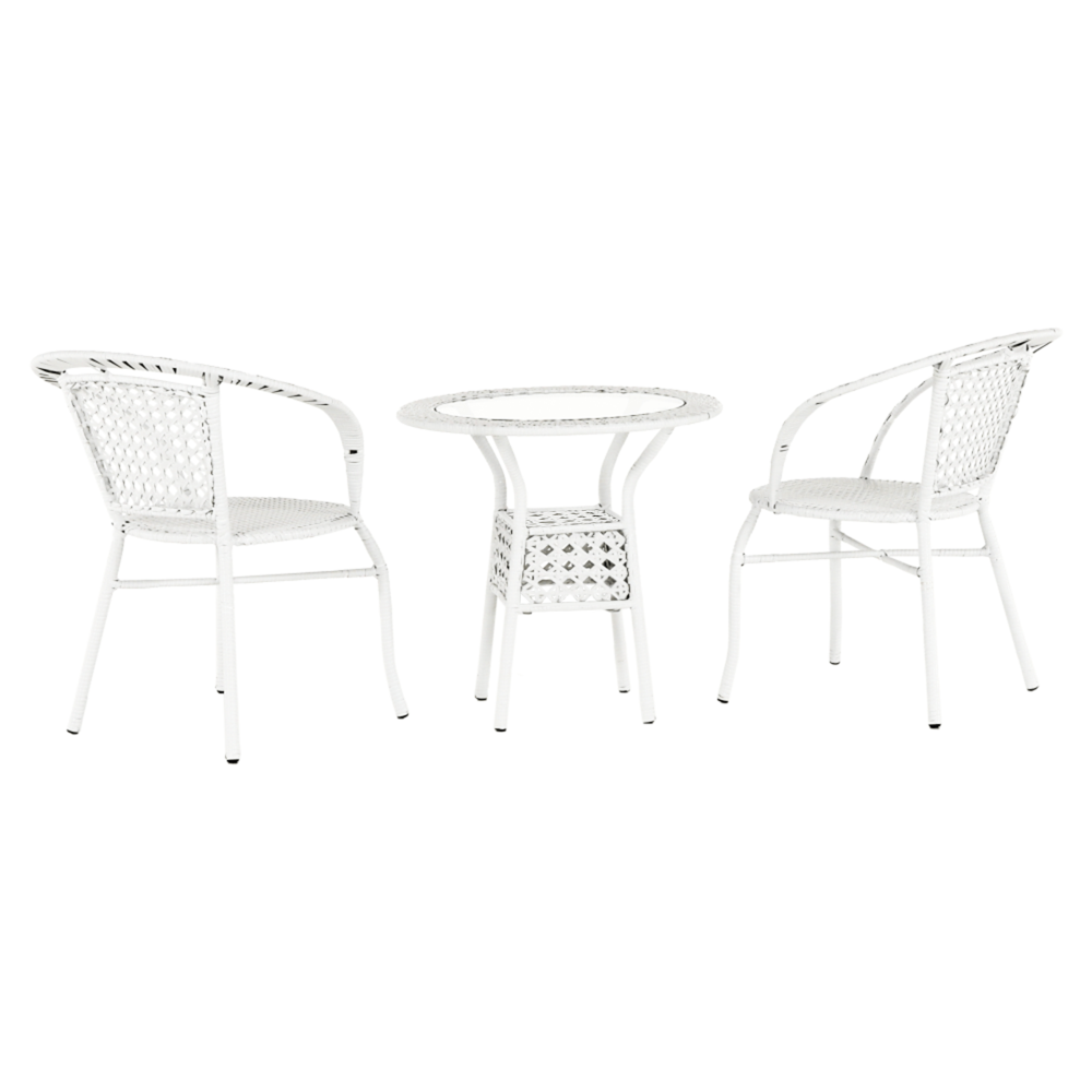 Kerti rattan szett 1+2, fehér, JENAR