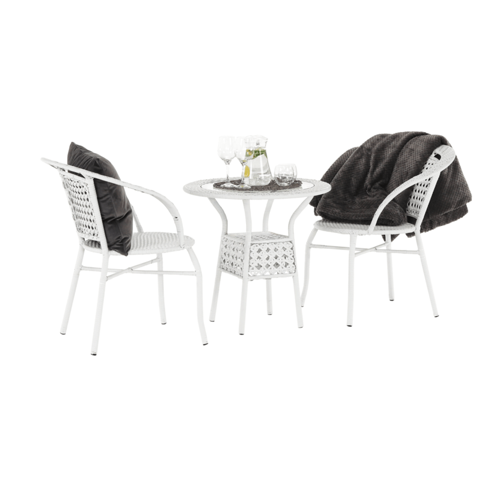 Kerti rattan szett 1+2, fehér, JENAR