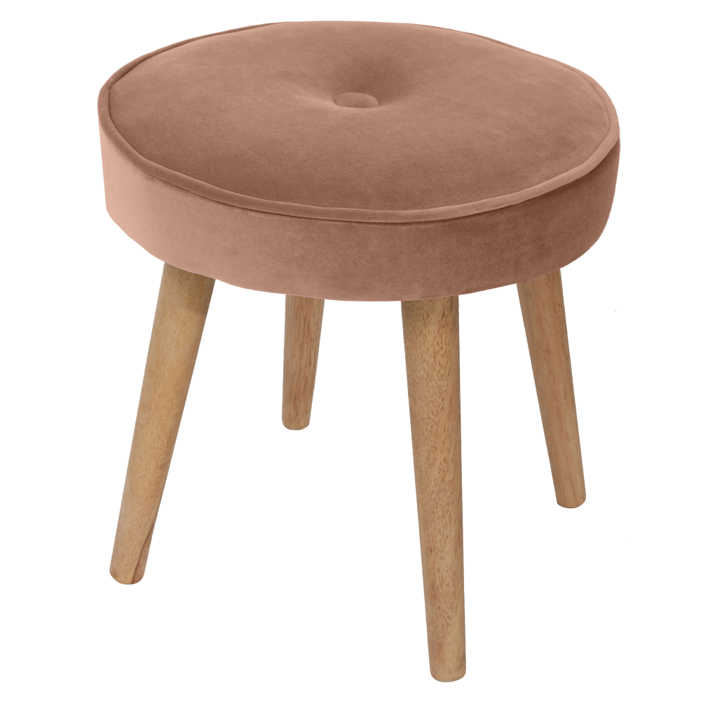 Puff, rózsaszín Velvet anyag/barna, SAIDA