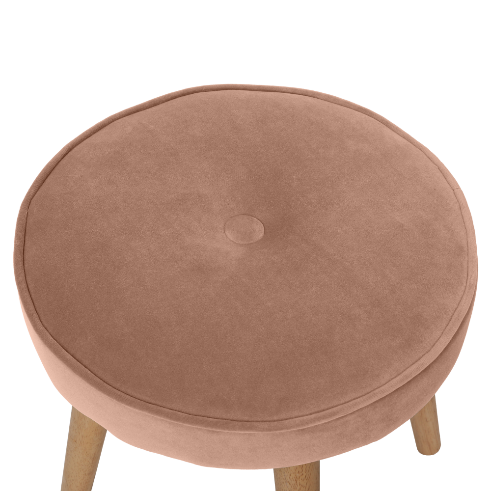 Puff, rózsaszín Velvet anyag/barna, SAIDA