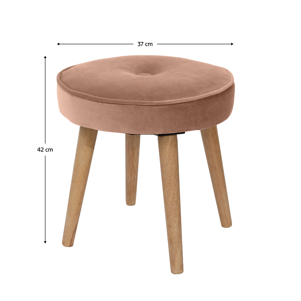 Puff, rózsaszín Velvet anyag/barna, SAIDA