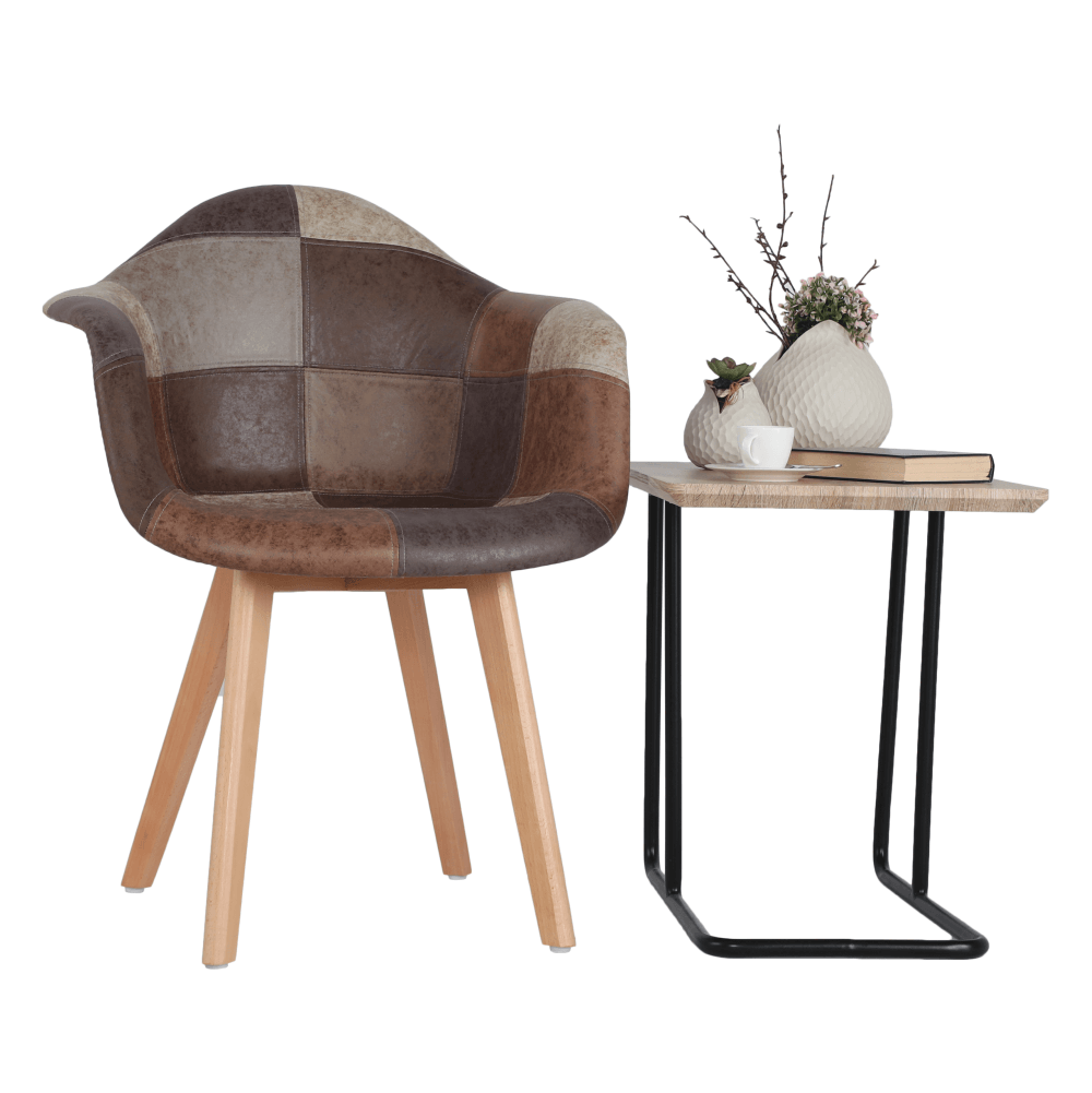 Dizájnos fotel, patchwork/bükk, TERST