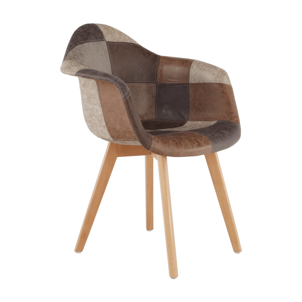 Dizájnos fotel, patchwork/bükk, TERST