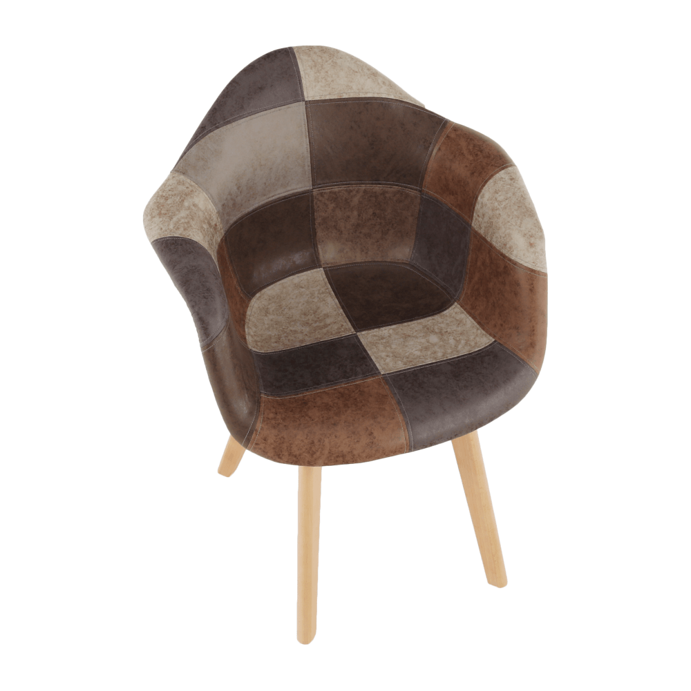 Dizájnos fotel, patchwork/bükk, TERST