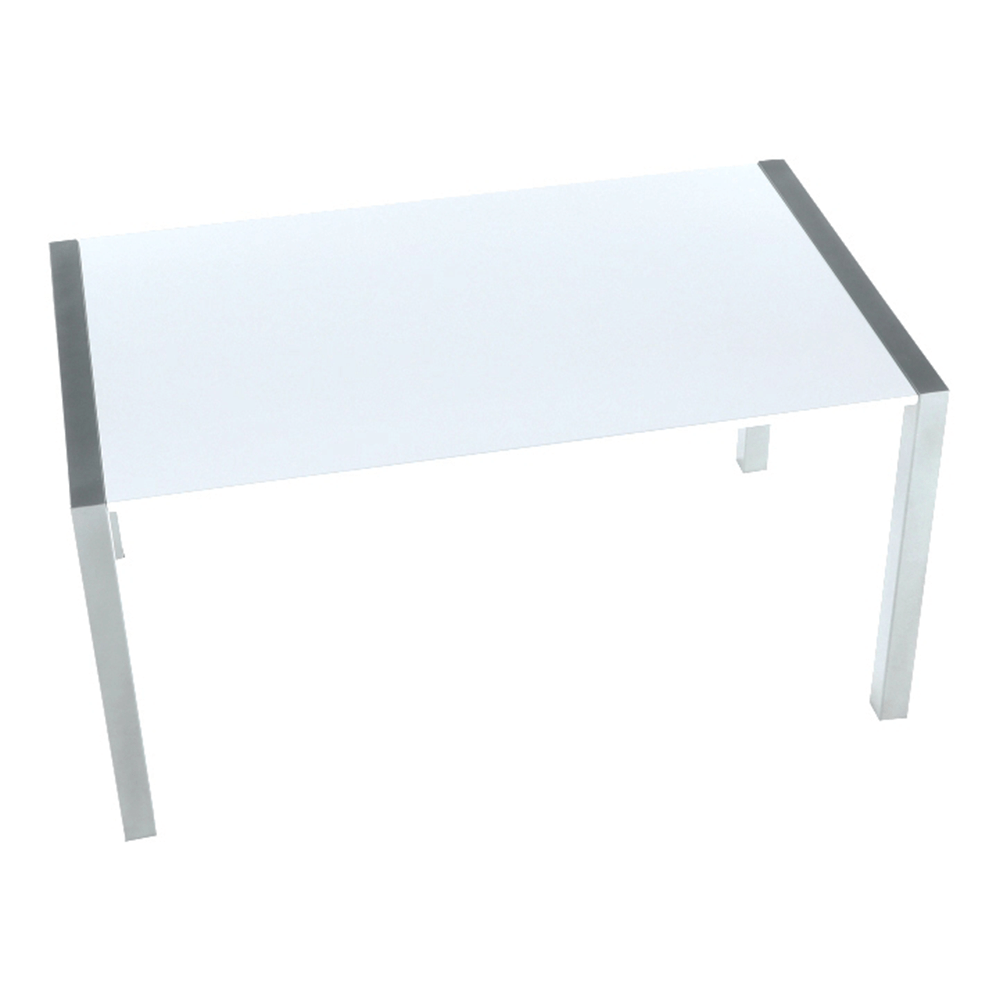 Jedálenský stôl, rozkladací, MDF/kov, biela extra vysoký lesk HG/strieborná, DARO, poškodený tovar