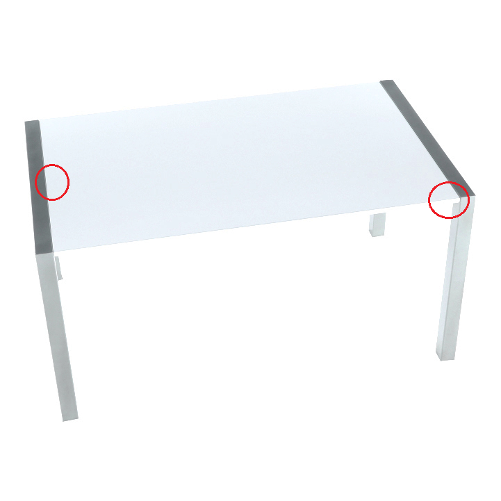 Jedálenský stôl, rozkladací, MDF/kov, biela extra vysoký lesk HG/strieborná, DARO, poškodený tovar