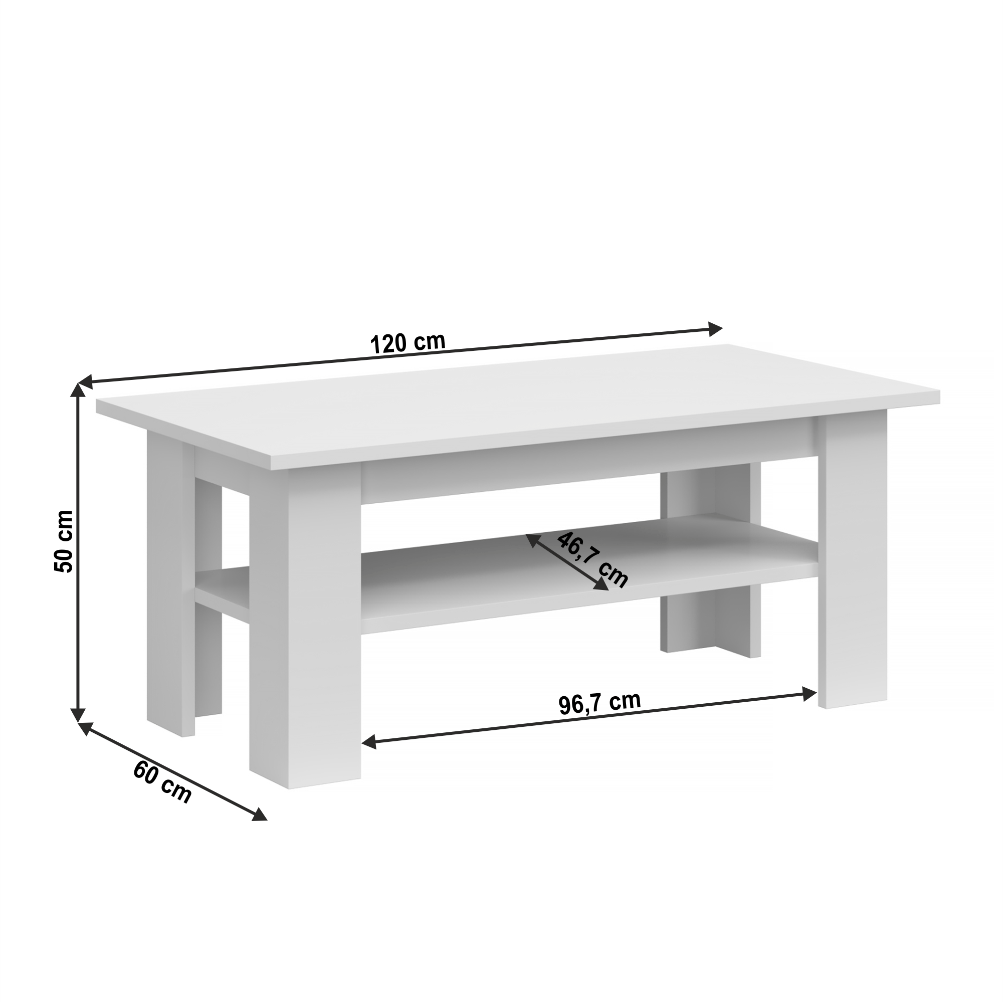 Konferenční stolek 120, bílá, JOLK