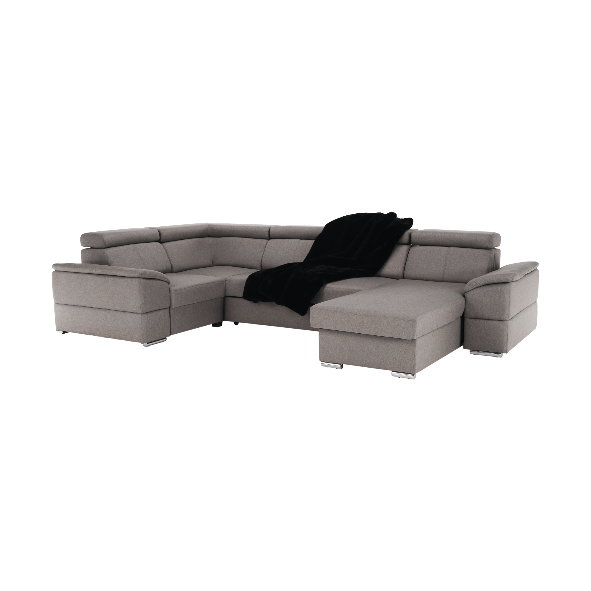 Ülőgarnitúra, szürkésbarna Taupe, jobbos kivitelezés, SEGORIA ROH U