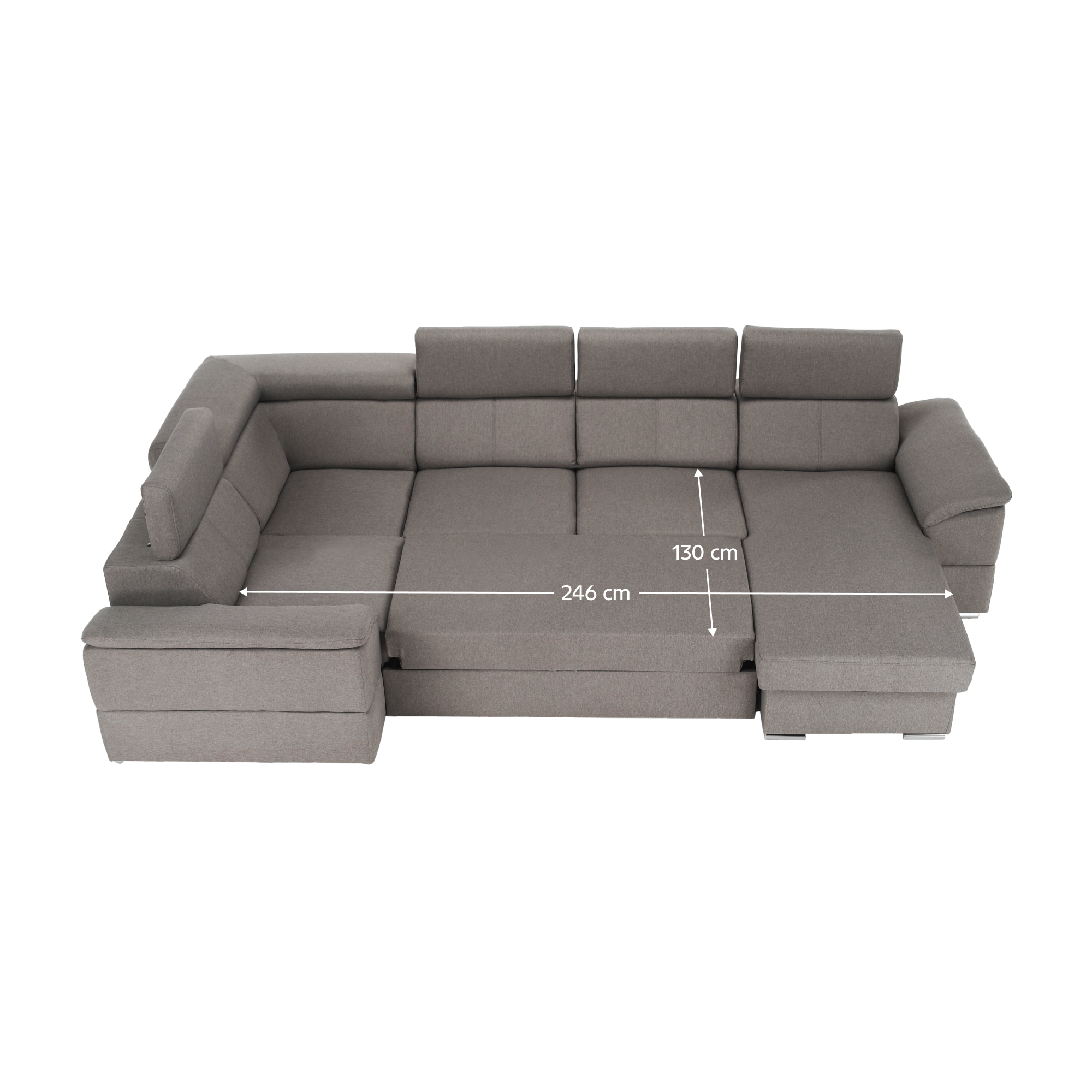 Ülőgarnitúra, szürkésbarna Taupe, jobbos kivitelezés, SEGORIA ROH U